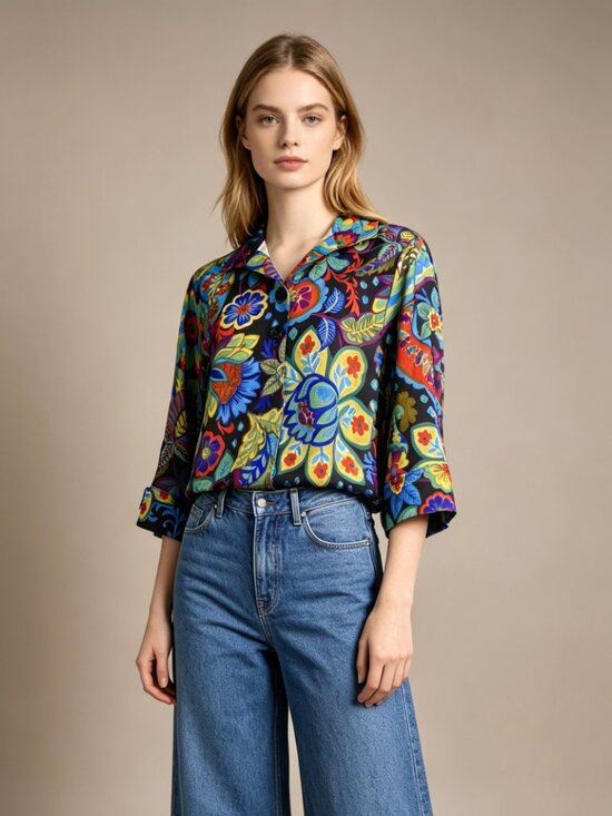 Ali Miles Tops - NWOT Ali Miles Paisley Floral Multicolor 3/4 Sleeve Tunic Top Blouse Shirt 1X